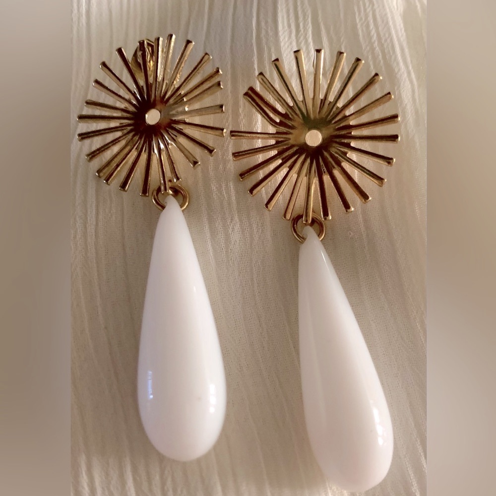 Gold Starburst Drop Earrings